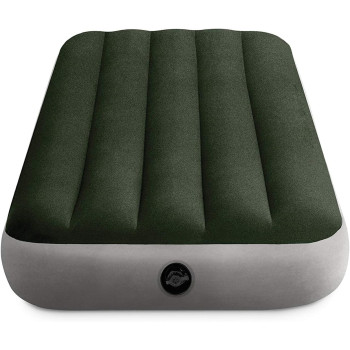 Intex PVC, Polyester, ABS, Rayon Junior Twin Dura Beam Prestige Downy Airbed, Green, H25 x W76 x D191 cm, 64106