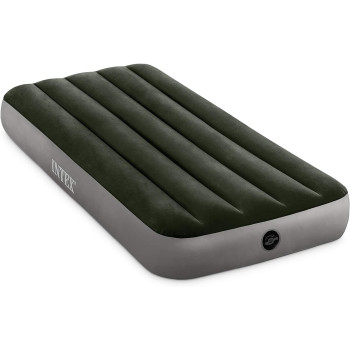 Intex PVC, Polyester, ABS, Rayon Junior Twin Dura Beam Prestige Downy Airbed, Green, H25 x W76 x D191 cm, 64106