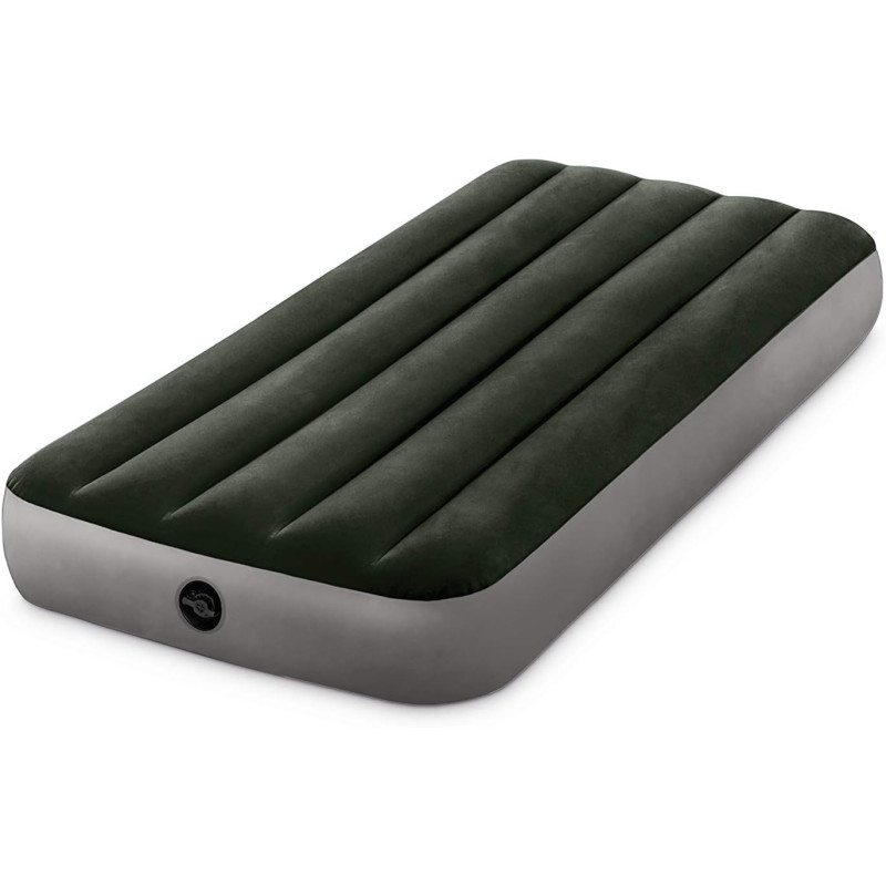 Intex PVC, Polyester, ABS, Rayon Junior Twin Dura Beam Prestige Downy Airbed, Green, H25 x W76 x D191 cm, 64106