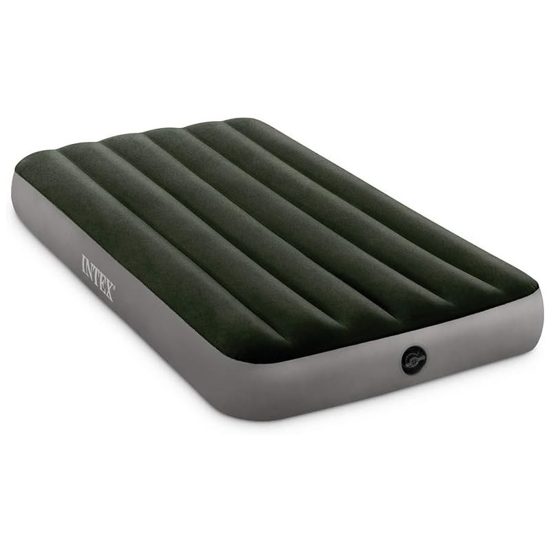 Intex Twin Dura Beam Prestige Downy Airbed, Green/Gray