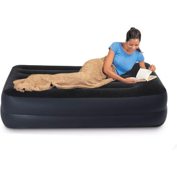 Intex Twin, Single Pillow Rest Raised Airbed With Fiber Technology And Built In Pump, Black, 99cm x 1.91 m x 42 cm, 64122GB