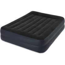 Intex Airbed Inflatable Double Mattress With Bulit In Electric Pump, 152 x 203 x 42 Cm, Black, Durabeam Queen Pillow Rest Airbed, 64124