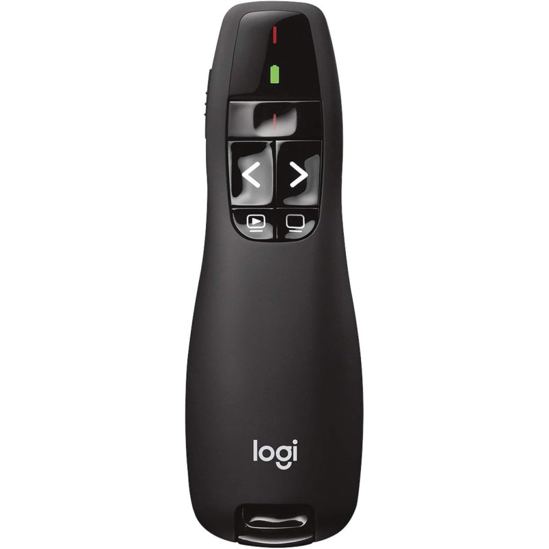 Logitech Wireless Presenter R400, Wireless Presentation Remote Clicker With Laser Pointer, Black, 1.9 And Quot x 6.2 And Quot x 8 And Quot