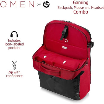 Omen X by HP Laptop Backpack Water Resistant, Red/Black