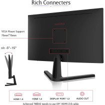KOORUI 24 Inch, Computer Monitor, FHD 1080P Gaming Monitor 165Hz VA 1ms, AdaptiveSync Technology, Ultra-Thin LED Monitor, HDMI X2 / DP, VESA Compatible, Tilt Adjustable, Eye Care - 24E4, Black