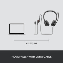 Logitech H390 Wired Headset For PC/Laptop, Stereo Headphones With Noise Cancelling Microphone, USB-A, In-Line Controls, Works With Chromebook, Black