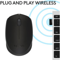 Logitech M171 Wireless Mouse For PC, Mac, Laptop, 2.4 GHz, Optical Tracking, Ambidextrous, Black