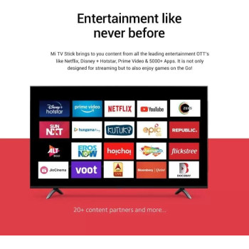 Xiaomi Mi TV Stick Global Version Android TV 2K Hdr Quad Core Hdmi 1Gb Ram Bluetooth Wi-Fi Netflix Google Assistant, MdZ-24-AA