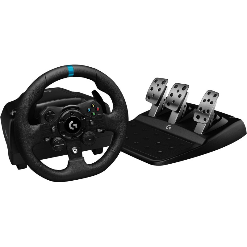 Logitech G923 Racing Wheel And Pedals For Xbox Series X/S, Xbox One And PC Featuring TRUEFORCE Up To 1000 Hz Force Feedback, Responsive Pedal, Dual Clutch Launch Control, And Genuine Leather Wheel