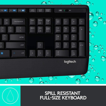 Logitech MK345 Wireless Keyboard And Mouse Combo, Full-Sized Keyboard With Palm Rest, Right-Handed Mouse, 2.4 GHz Wireless USB Receiver, Compatible With PC, laptop, Arabic Layout, Black