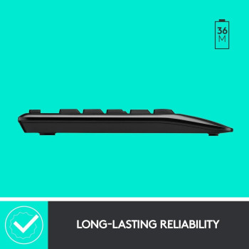 Logitech MK345 Wireless Keyboard And Mouse Combo, Full-Sized Keyboard With Palm Rest, Right-Handed Mouse, 2.4 GHz Wireless USB Receiver, Compatible With PC, laptop, Arabic Layout, Black