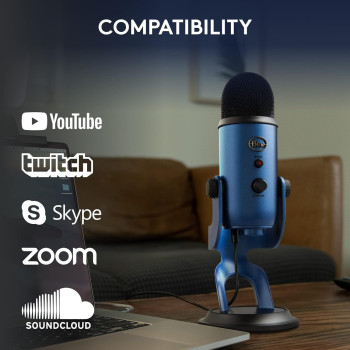 Blue Yeti USB Microphone for PC, Mac, Gaming, Recording, Streaming, Podcasting, Studio and Computer Condenser Mic With VOICE Effects, 4 Pickup Patterns, Plug Play, Midnight