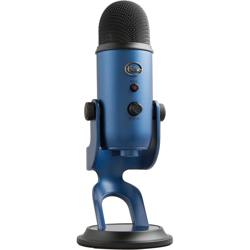 Blue Yeti USB Microphone for PC, Mac, Gaming, Recording, Streaming, Podcasting, Studio and Computer Condenser Mic With VOICE Effects, 4 Pickup Patterns, Plug Play, Midnight