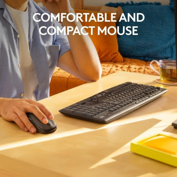 Logitech MK295 Silent Wireless Mouse And Keyboard Combo With Silent Touch Technology, Full Numpad, Advanced Optical Tracking, Lag-Free Wireless, 90 Percentage Less Noise, AR Keyboard, Graphite