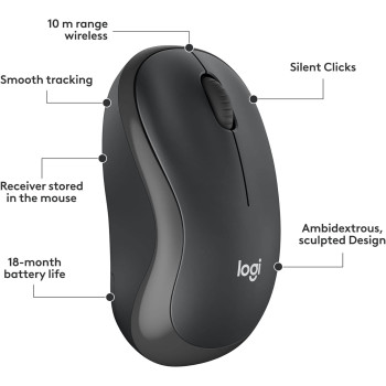 Logitech MK295 Silent Wireless Mouse And Keyboard Combo With Silent Touch Technology, Full Numpad, Advanced Optical Tracking, Lag-Free Wireless, 90 Percentage Less Noise, AR Keyboard, Graphite