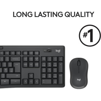 Logitech MK295 Silent Wireless Mouse And Keyboard Combo With Silent Touch Technology, Full Numpad, Advanced Optical Tracking, Lag-Free Wireless, 90 Percentage Less Noise, AR Keyboard, Graphite