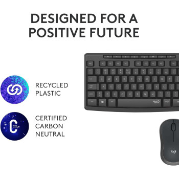 Logitech MK295 Silent Wireless Mouse And Keyboard Combo With Silent Touch Technology, Full Numpad, Advanced Optical Tracking, Lag-Free Wireless, 90 Percentage Less Noise, AR Keyboard, Graphite