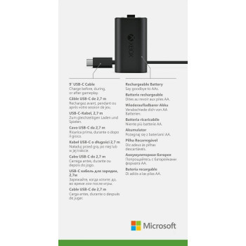 Xbox Play And Charge Kit M Rechargeable Battery, Black