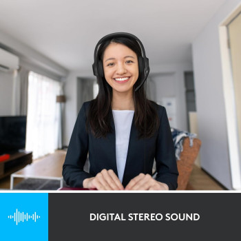 Logitech H390 Wired Headset, Stereo Headphones with Noise Cancelling Microphone, USB, In Line Controls, PC/Mac/Laptop 981-0000406, ClearChat, 1 Pack, Black