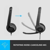 Logitech H390 Wired Headset, Stereo Headphones with Noise Cancelling Microphone, USB, In Line Controls, PC/Mac/Laptop 981-0000406, ClearChat, 1 Pack, Black