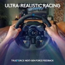 Logitech G923 Racing Wheel And Pedals, TRUEFORCE Feedback, Responsive Driving Design, Dual Clutch Launch Control, Genuine Leather Steering Wheel Cover, For PS5, PS4, PC, Mac, Black