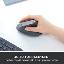 Logitech MX Vertical Ergonomic Wireless Mouse, Multi-Device, Bluetooth or 2.4GHz Wireless with USB Unifying Receiver, 4000 DPI Optical Tracking, 4 Buttons, Fast Charging, Laptop/PC/Mac/iPad OS, Black
