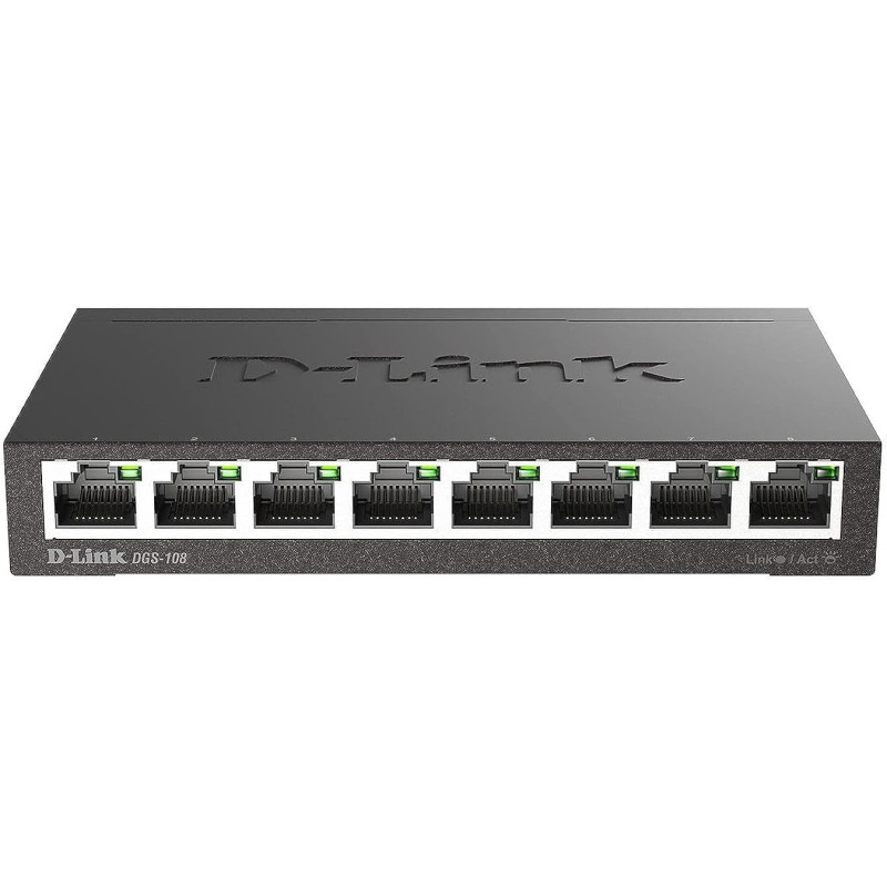 D-Link DGS-108-8-port 10/100/1000M Unmanaged Switch, Black