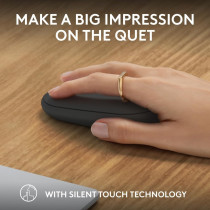 Logitech Pebble Mouse 2 M350s Slim Bluetooth Wireless Mouse, Portable, Customisable Button, Quiet Clicks, 4K DPI, Easy-Switch For Windows, macOS, iPadOS, Android, Chrome OS, Graphite