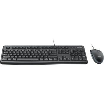 Logitech MK120 Wired Keyboard and Mouse For Windows, Optical Wired Mouse, USB Plug-and-Play, Full-Size, PC/Laptop, UK Layout, Black