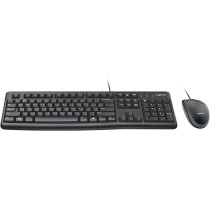 Logitech MK120 Wired Keyboard and Mouse For Windows, Optical Wired Mouse, USB Plug-and-Play, Full-Size, PC/Laptop, UK Layout, Black