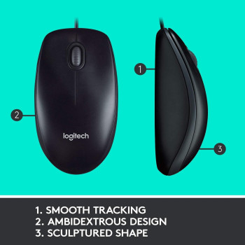 Logitech MK120 Wired Keyboard and Mouse For Windows, Optical Wired Mouse, USB Plug-and-Play, Full-Size, PC/Laptop, UK Layout, Black