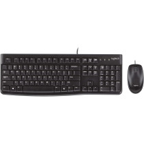 Logitech MK120 Wired Keyboard and Mouse For Windows, Optical Wired Mouse, USB Plug-and-Play, Full-Size, PC/Laptop, UK Layout, Black