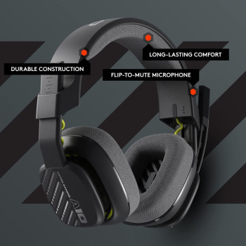 ASTRO A10 Gaming Headset Gen 2 Wired Headset, Over-Ear Gaming Headphones With Flip-To-Mute Microphone, 32 mm Drivers, Compatible With PlayStation, PC, Black