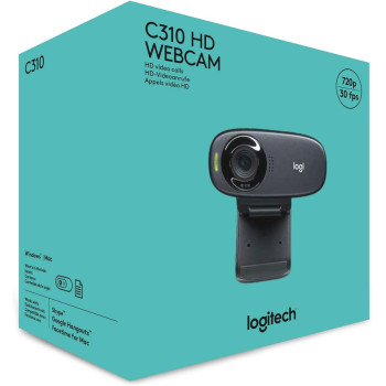 Logitech C310 Hd Webcam, Hd 720P/30Fps, Widescreen Hd Video Calling, Hd Light Correction, Noise-Reducing Mic, For Skype, Facetime, Hangouts, Webex, Pc/Mac/Laptop/Macbook/Tablet, Black