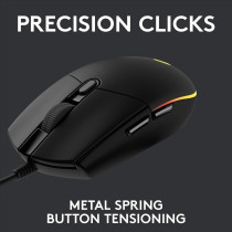 Logitech G Logitech G203 Wired Gaming Mouse, 8,000 Dpi, Rainbow Optical Effect Lightsync Rgb, 6 Programmable Buttons, On-Board Memory, Screen Mapping, Pc/Mac Computer And Laptop Compatible, Black