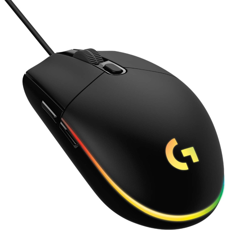 Logitech G Logitech G203 Wired Gaming Mouse, 8,000 Dpi, Rainbow Optical Effect Lightsync Rgb, 6 Programmable Buttons, On-Board Memory, Screen Mapping, Pc/Mac Computer And Laptop Compatible, Black