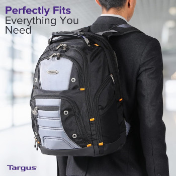 Targus Drifter Laptop Bag, 16 Inch, Laptop Backpack, Padded Laptop And Document Compartment, Water Bottle Pockets, Reinforced Handles Laptop Case With Padded Back Panel Black/Gray (TSB238US)