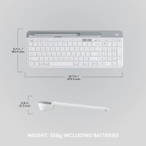 Logitech K580 Slim Multi-Device Wireless Keyboard, Bluetooth/Receiver, Compact, Easy Switch, Win/Mac, Desktop, Tablet,Smartphone, Laptop Compatible, English Arabic Keyboard, White