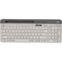 Logitech K580 Slim Multi-Device Wireless Keyboard, Bluetooth/Receiver, Compact, Easy Switch, Win/Mac, Desktop, Tablet,Smartphone, Laptop Compatible, English Arabic Keyboard, White