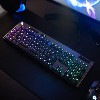 Logitech G Logitech G815 Lightsync RGB Mechanical Gaming Keyboard With Low Profile Gl Clicky Key Switch, 5 ProgRAMmable G-Keys,Usb Passthrough, Dedicated Media Control