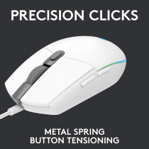 Logitech G203 2nd Gen Wired Gaming Mouse, 8,000 DPI, Rainbow Optical Effect LIGHTSYNC RGB, 6 Programmable Buttons, On-Board Memory, Screen Mapping, PC/Mac Computer And Laptop Compatible, White