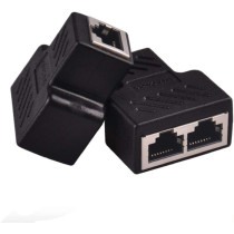 Wuedozue RJ45 Splitter Connector Adapter, USB To RJ45 Port Dual Female 1 to 2 8P8C Ethernet Plug LAN Network Socket Adapter For Cat5, Cat5e, Cat6, Cat7, Black