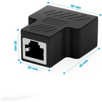 Wuedozue RJ45 Splitter Connector Adapter, USB To RJ45 Port Dual Female 1 to 2 8P8C Ethernet Plug LAN Network Socket Adapter For Cat5, Cat5e, Cat6, Cat7, Black
