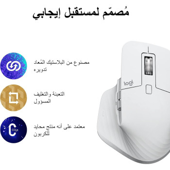Logitech MX Master 3S - Wireless Performance Mouse with Ultra-fast Scrolling, Ergo, 8K DPI, Track on Glass, Quiet Clicks, USB-C, Bluetooth, Windows, Linux, Chrome, Pale Grey
