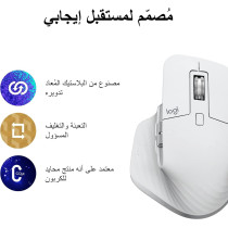 Logitech MX Master 3S - Wireless Performance Mouse with Ultra-fast Scrolling, Ergo, 8K DPI, Track on Glass, Quiet Clicks, USB-C, Bluetooth, Windows, Linux, Chrome, Pale Grey