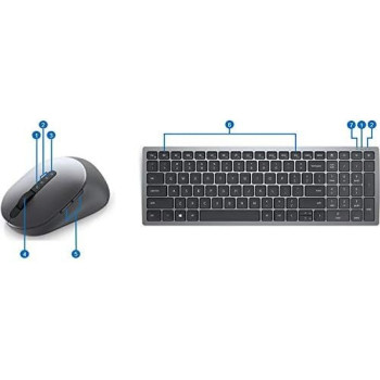 Dell KM7120W Multi-Device Bluetooth And Wireless Keyboard And Mouse Qwerty, Titan Gray (Arabic-English)
