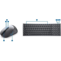 Dell KM7120W Multi-Device Bluetooth And Wireless Keyboard And Mouse Qwerty, Titan Gray (Arabic-English)