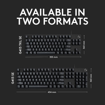 Logitech G413 Se Full-Size Mechanical Gaming Keyboard, Backlit With Tactile Switches, Us International Qwerty, Black