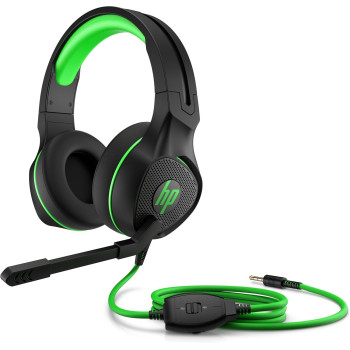 HP Pavilion Gaming Headset 400, Sleek Gaming Head-Band, With Microphone, Wired 3.5mm Jack, Black/Green