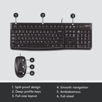 Logitech Desktop MK120 Mouse And keyboard Combo, Black
